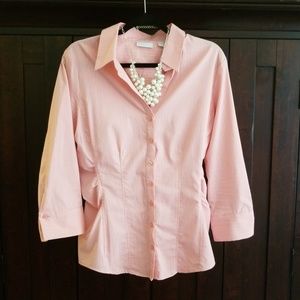 New York & Co Pink Button Down with Silver